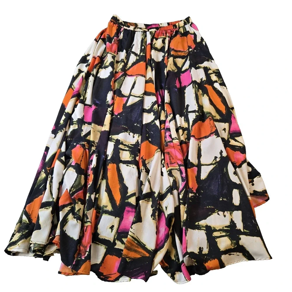 ESY Studio EY Women's Maxi Full Circle Skirt Sweeping Flowy‎ Elastic Waist MED
